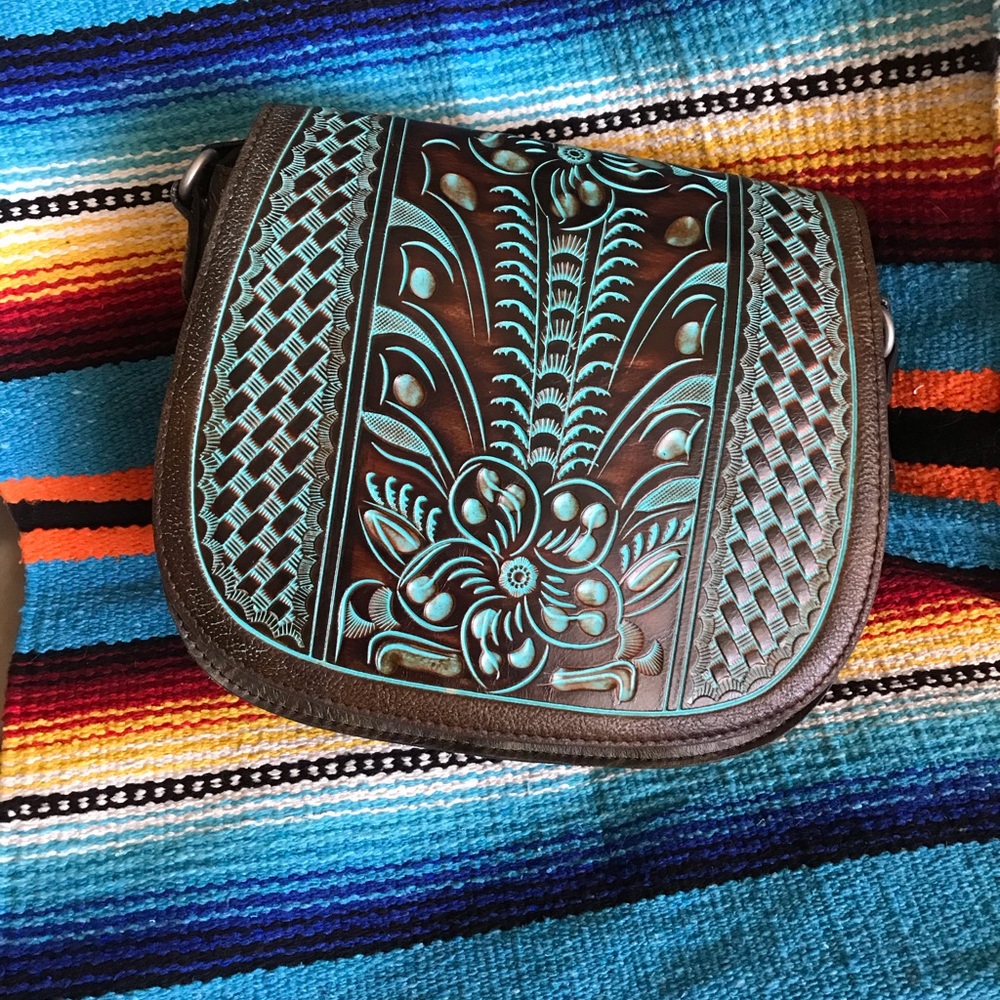 Patricia Nash Savani Tooled Turquoise Bag